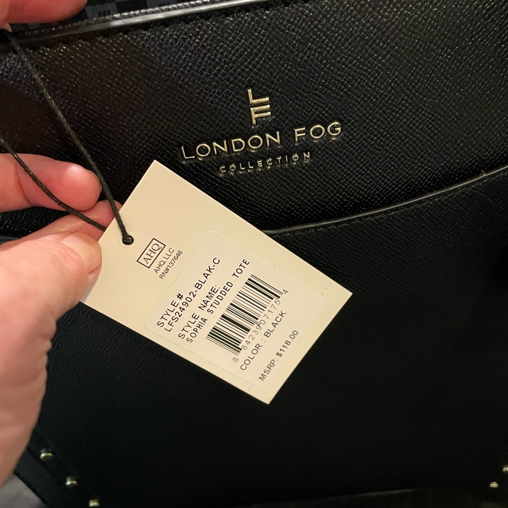 🆕 London Fog - Sophia Black Studded Tote Bag - Crossbody - 100th Anniversary❣️ - Picture 9 of 11